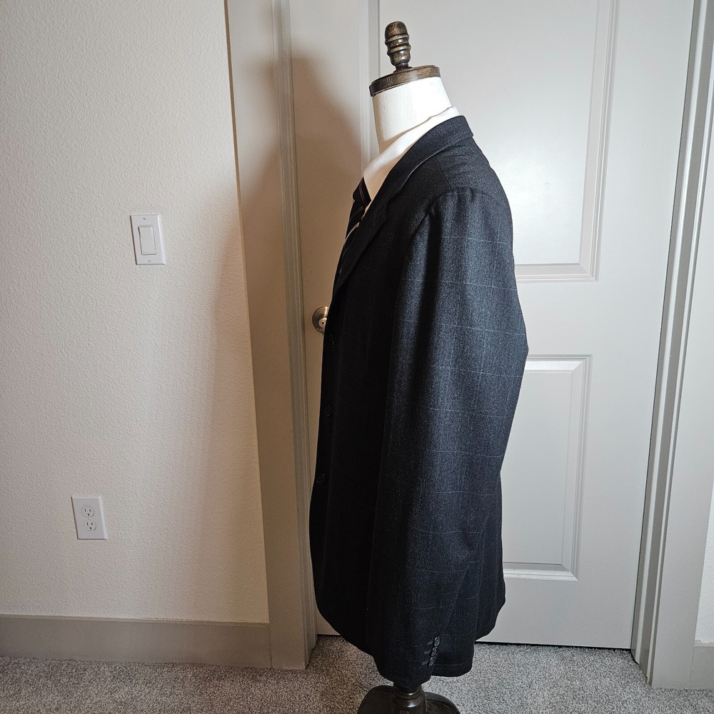 Gap Blazer Sport Coat Jacket Men 44R 98% Wool Gray Plaid - Picture 3 of 16